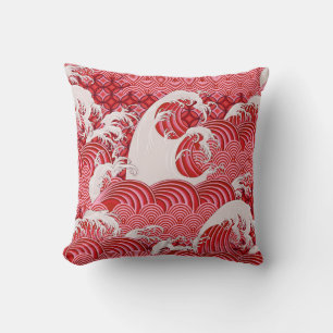 Cojín Decorativo Olas Chinas: Decorativo Estilo Seamless.