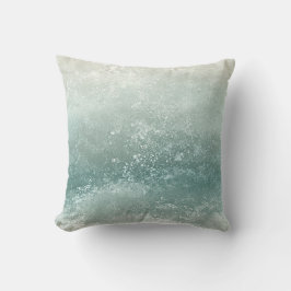Cojín Decorativo Olas de Acuarela Costera con Monograma Elegante en