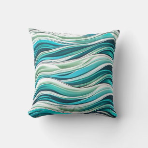 Cojín Decorativo Olas de agua, azul verde