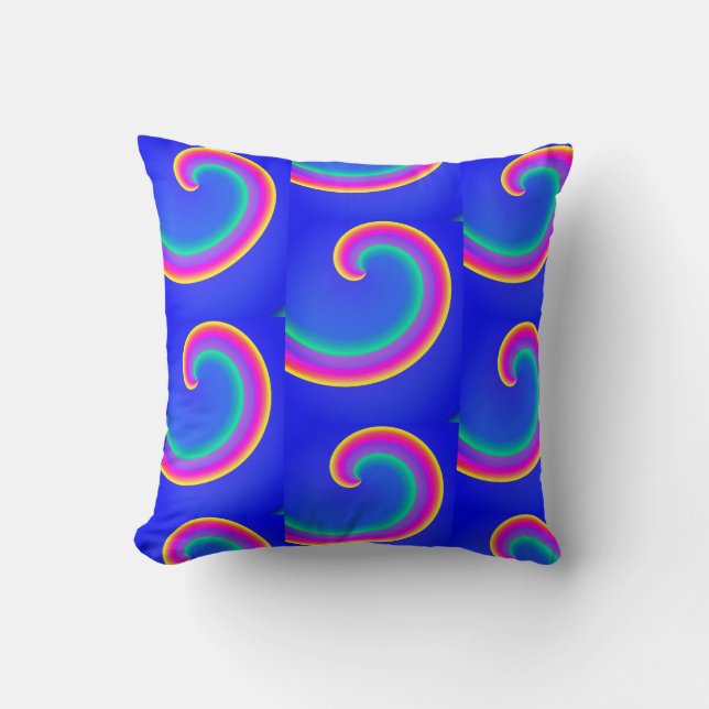 Cojín Decorativo Olas de Arcoíris Mágico Almohadilla Azul (Anverso)