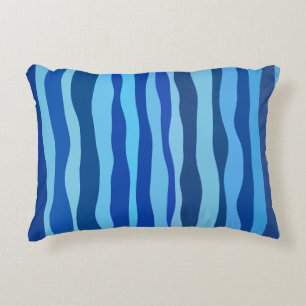 Cojín Decorativo Olas de azul cian naval cobalto azul cielo
