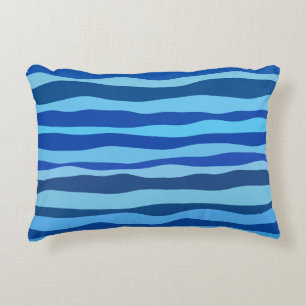 Cojín Decorativo Olas de azul cian naval cobalto azul cielo