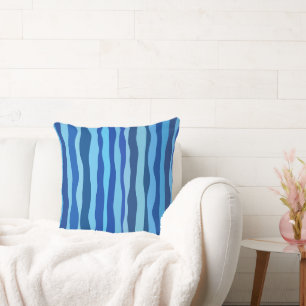 Cojín Decorativo Olas de azul cian naví celeste