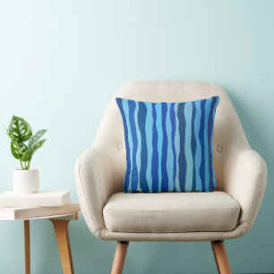 Cojín Decorativo Olas de azul cian naví celeste cobalt blue