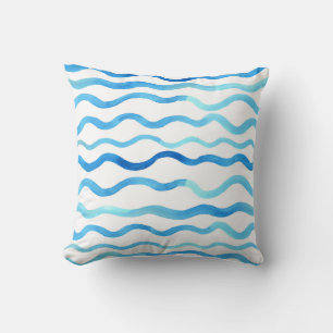 Cojín Decorativo Olas de color agua: azul turquesa sin soldadura.