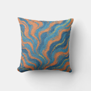 Cojín Decorativo olas de coral e índigo