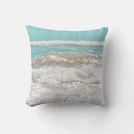 Cojín Decorativo Olas de espuma del océano azul turquesa del cielo