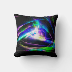 Cojín Decorativo Olas de luz abstractas y resúmenes de fondo negro,
