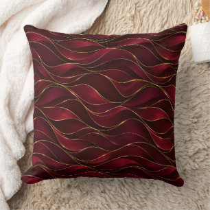 Cojín Decorativo Olas de mármol rojo burgundy elegantes con acento