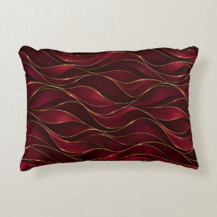 Cojín Decorativo Olas de mármol rojo burgundy elegantes con acento