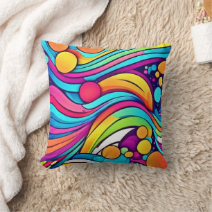 Cojín Decorativo Olas de Neón Cosmos Vibrante