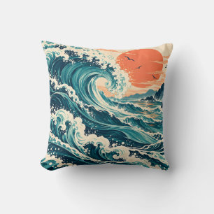 Cojín Decorativo Olas de océano turquesa Coral Sol
