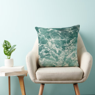 Cojín Decorativo Olas de océano verde azul