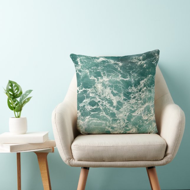 Cojín Decorativo Olas de océano verde azul (Silla)