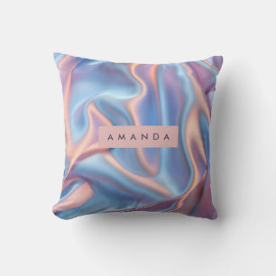 Cojín Decorativo Olas de Satén Iridescente Pastel Soñador Personali