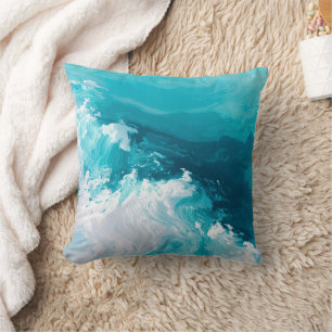Cojín Decorativo Olas de turquesa arremolinadas Arte abstracto de o