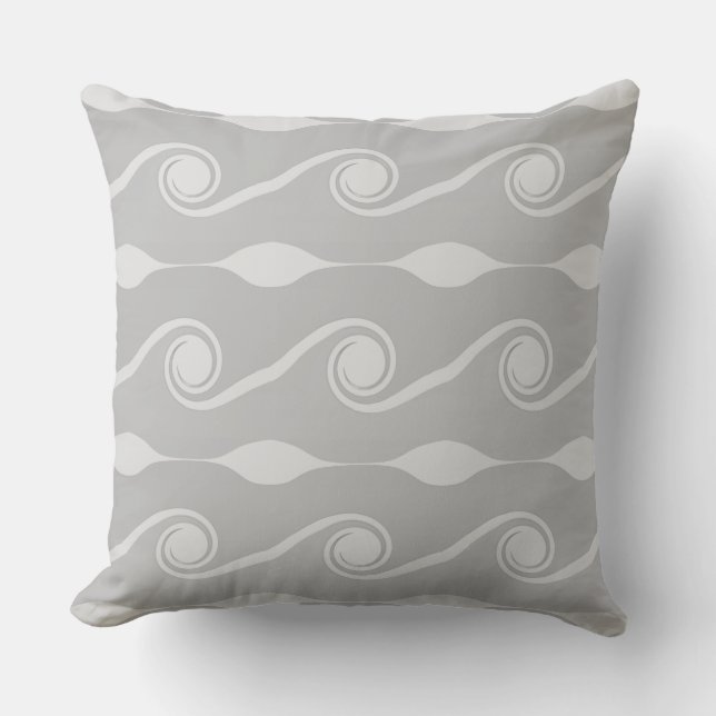 Cojín Decorativo Olas de vida abstractas gris claro (Anverso)