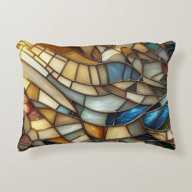 Cojín Decorativo Olas de Vidrio Teñido (Anverso)