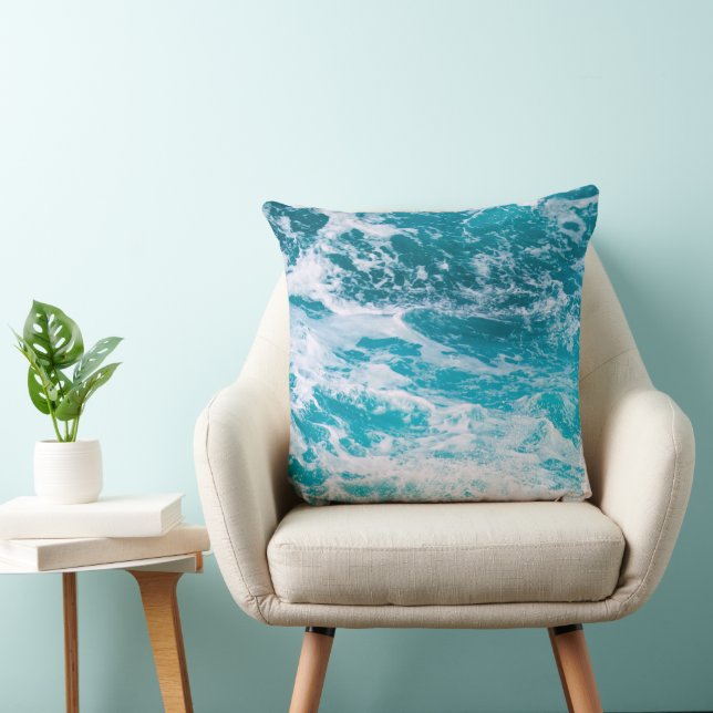 Cojín Decorativo Olas del océano azul (Silla)
