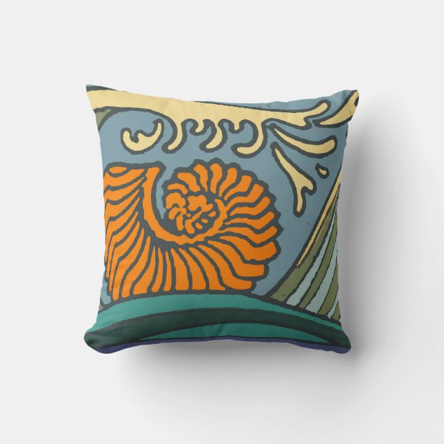 Cojín Decorativo Olas del océano azul Nautilus Seashell Pattern Nou (Anverso)