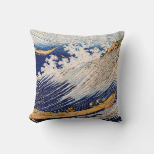 Cojín Decorativo Olas del Océano de Hokusai Barcos Marítimos