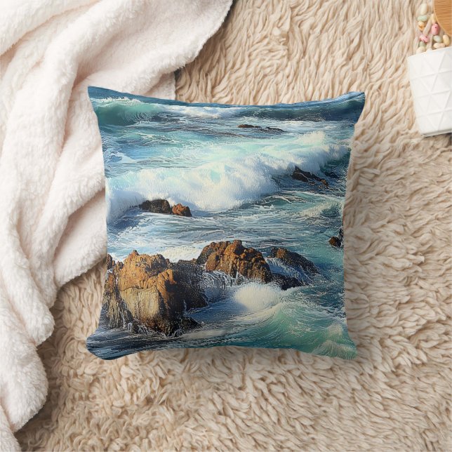 Cojín Decorativo Olas del Océano Pacífico (Manta)