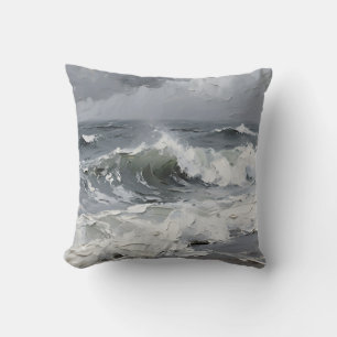 Cojín Decorativo Olas del Océano Paisaje Marítimo Tempestuoso Textu
