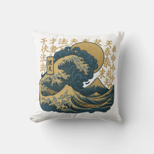 Cojín Decorativo olas estéticas de diseñador japonés