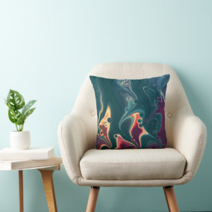 Cojín Decorativo Olas Fundidas en Movimiento de Medianoche