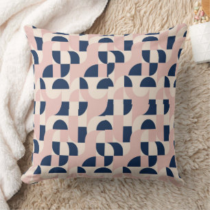 Cojín Decorativo Olas geométricas de color rosa y azul marino