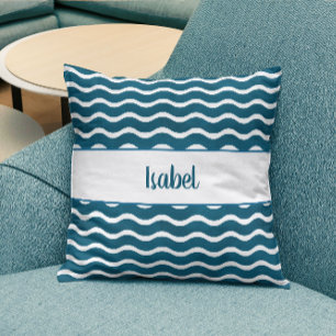 Cojín Decorativo Olas gradientes azules turquesa personalizadas cos