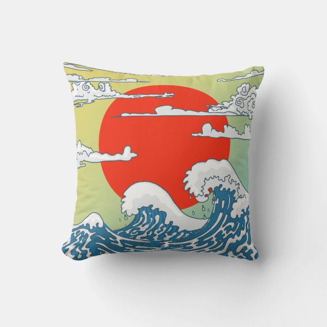 Cojín Decorativo Olas Japonesas (Anverso)