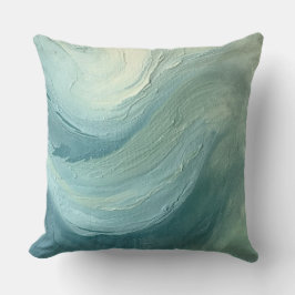 Cojín Decorativo Olas Modernas Costeras Impresas Verde Azul Océano
