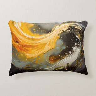 Cojín Decorativo Olas modernas de mármol abstracto dorado