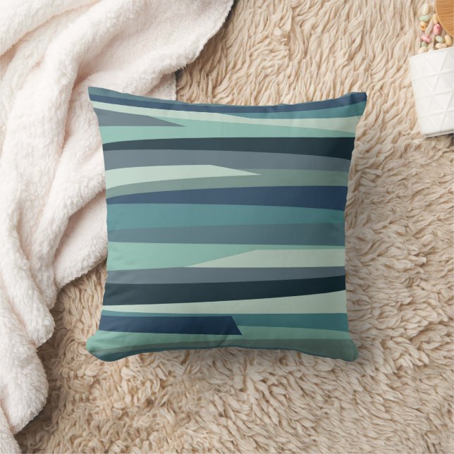 Cojín Decorativo Olas oceánicas geométricas azules (Manta)