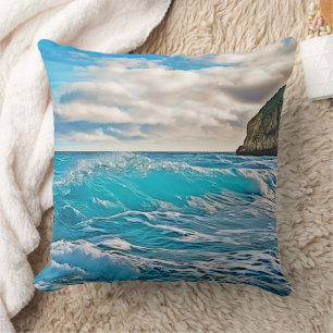 Cojín Decorativo Olas oceánicas: Horizonte azul