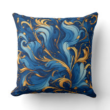 Olas Reales de Capricho Remolinos de Azul y Dorado