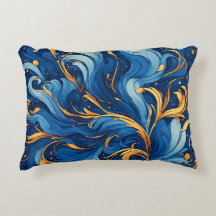 Olas Reales de Capricho Remolinos de Azul y Dorado