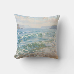 Cojín Decorativo Olas serenas del océano chocando contra la costa d