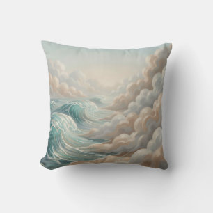 Cojín Decorativo Olas serenas del océano paisaje marino cielo nubla