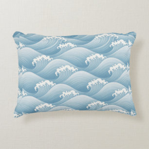 Cojín Decorativo 🌊 Olas suaves del océano azul estilo costero mode