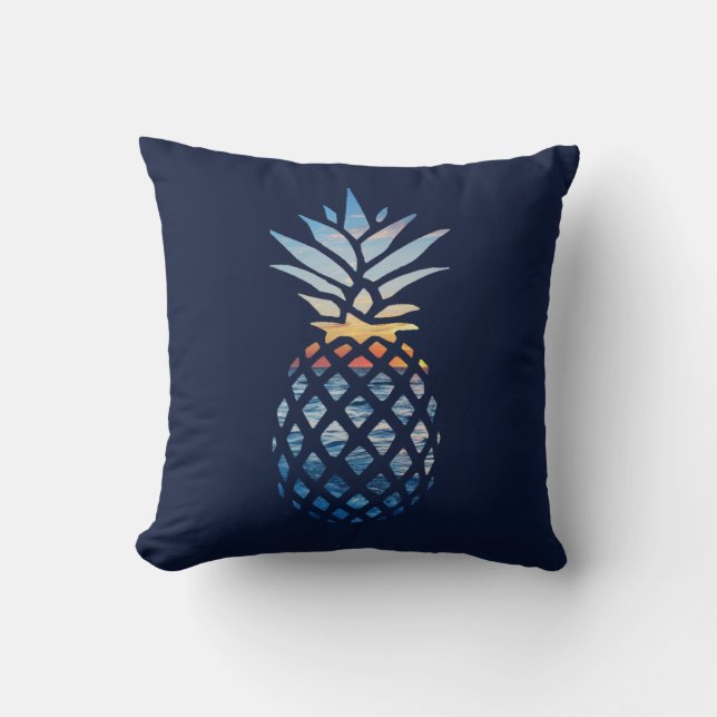 Cojín Decorativo Olas tropicales del océano azul Pineapple (Anverso)