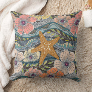 Cojín Decorativo olas tropicales tierra