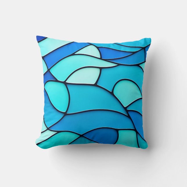 Cojín Decorativo Olas verde azuladas de vidrio (Anverso)