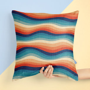 Cojín Decorativo Olas Vintage Retro Coloridas