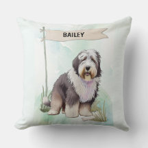Old English Sheepdog Acuarela Perro Personalizado