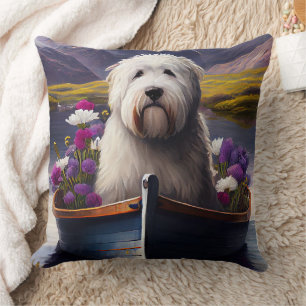 Cojín Decorativo Old English Sheepdog en remo: Una aventura escénic