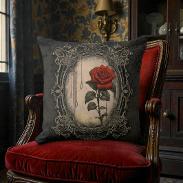 Cojín Decorativo Old Victorian Black with Red Rose
