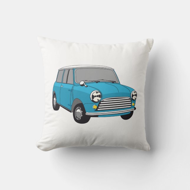 Cojín Decorativo Oldtimer Blauer British Mini Cooper (Anverso)