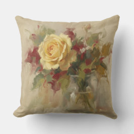 Cojín Decorativo "Óleo de rosa única" 